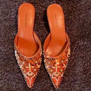 Orange Embellished Women's Shoes